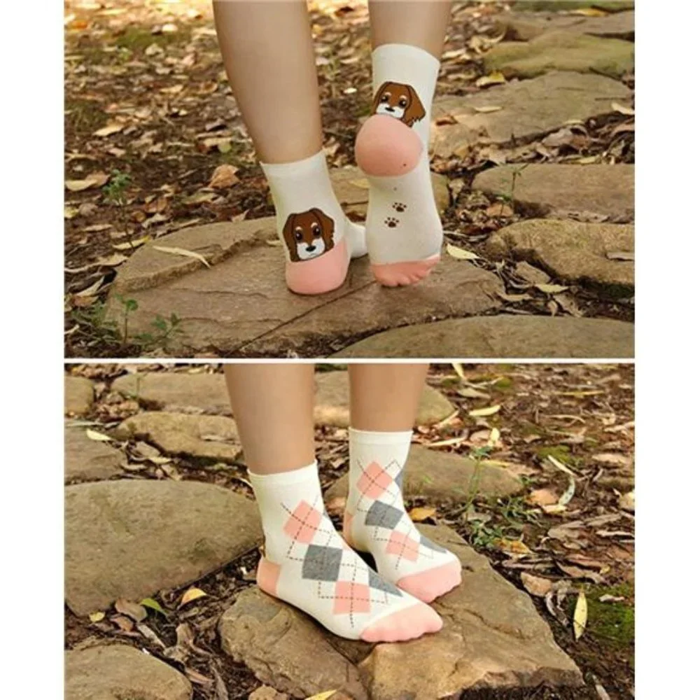 5 Pairs Women's Cute Dog Patterned Animal Socks